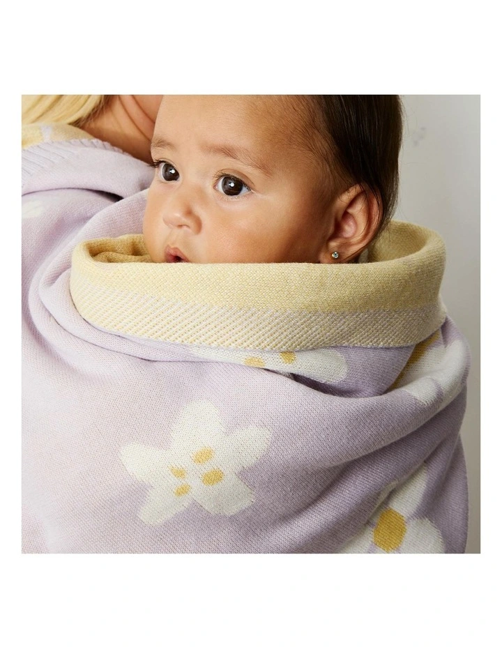 Pram Knitted Blanket Daisy Dreams in Lilac image 5