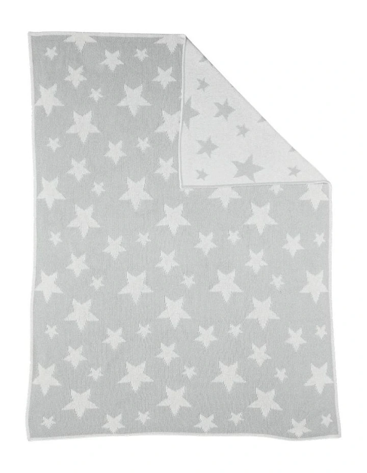 Pram Knitted Blanket in Grey Stars image 1