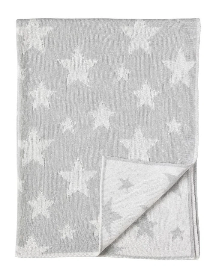 Pram Knitted Blanket in Grey Stars image 2