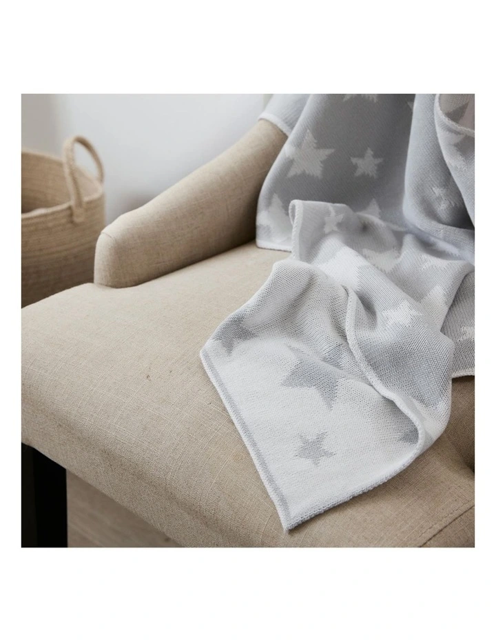 Pram Knitted Blanket in Grey Stars image 4