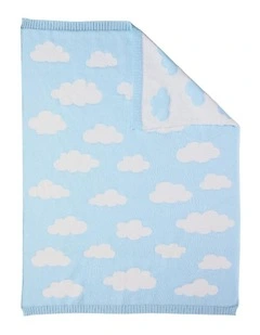 Pram Knitted Blanket in Cloud Blue