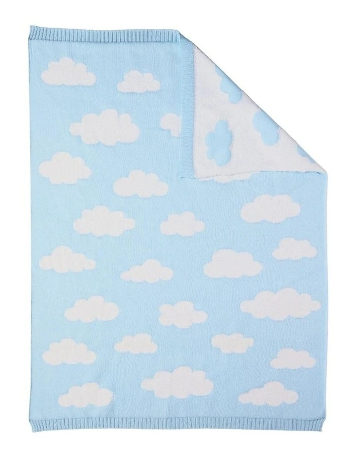 Pram Knitted Blanket in Cloud Blue image 1