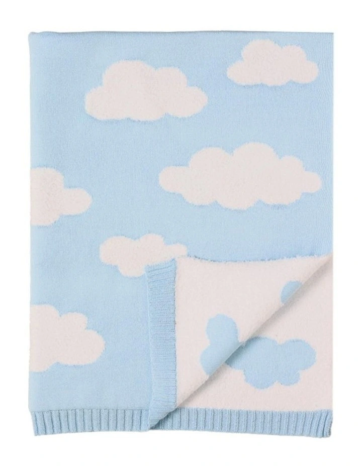 Pram Knitted Blanket in Cloud Blue image 2