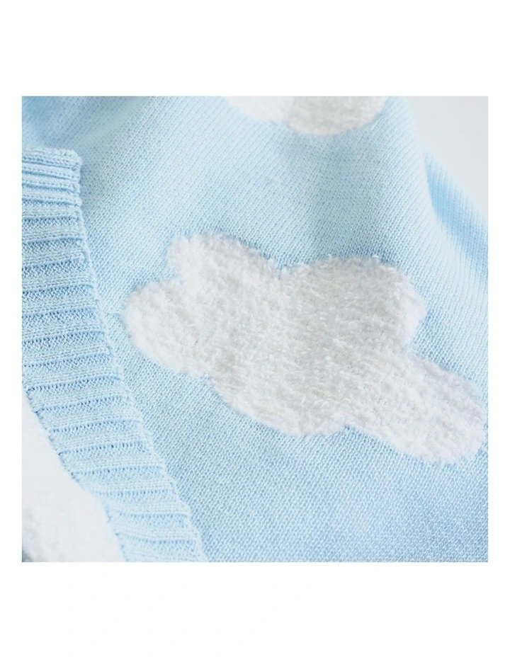 Pram Knitted Blanket in Cloud Blue image 3