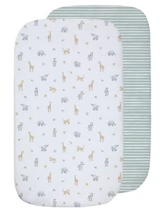 Organic Bedside Sleeper Fitted Sheet 2 Pack in Multi