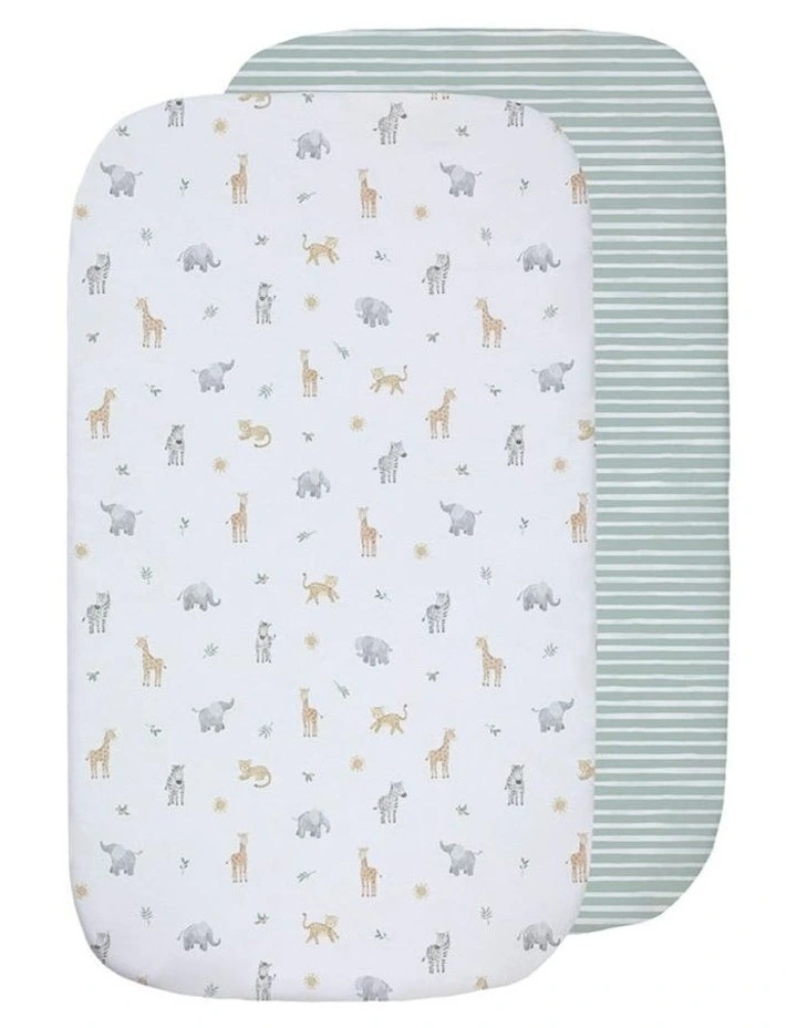 Organic Bedside Sleeper Fitted Sheet 2 Pack in Multi image 1