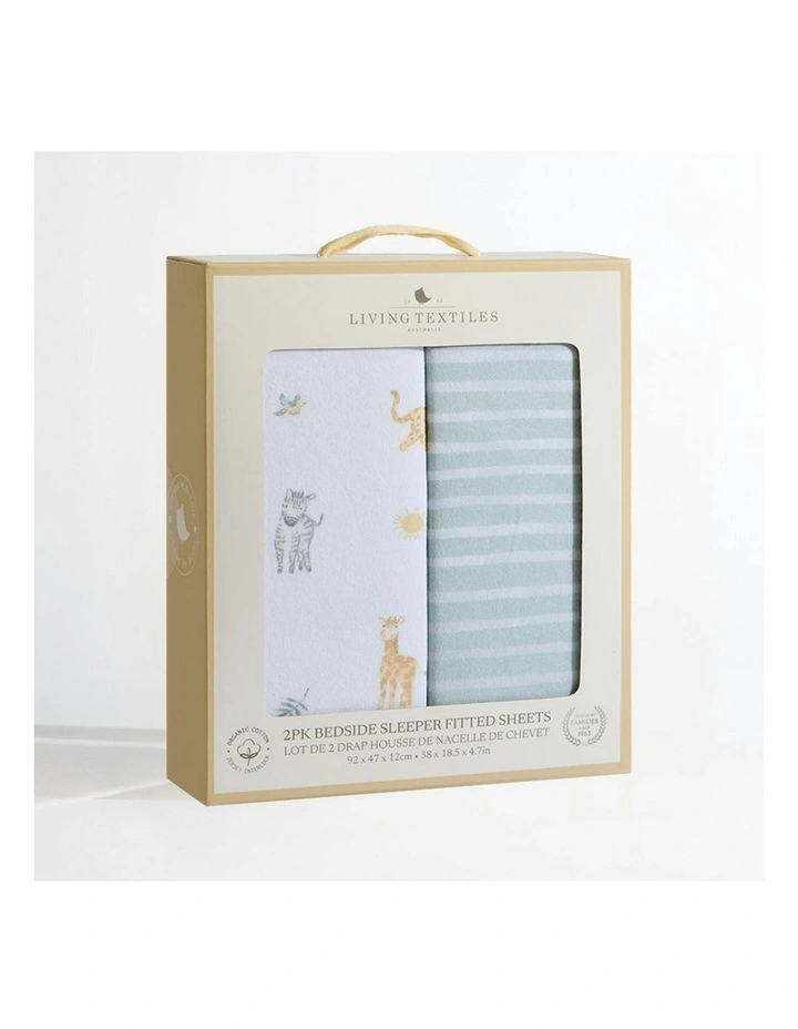 Organic Bedside Sleeper Fitted Sheet 2 Pack in Multi image 4