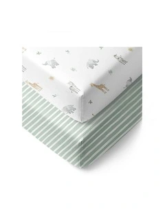Organic Cot Fitted Sheet 2 Pack in Multi