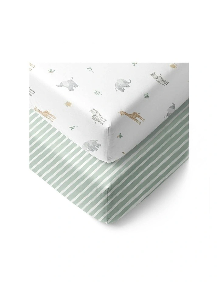 Organic Cot Fitted Sheet 2 Pack in Multi image 1