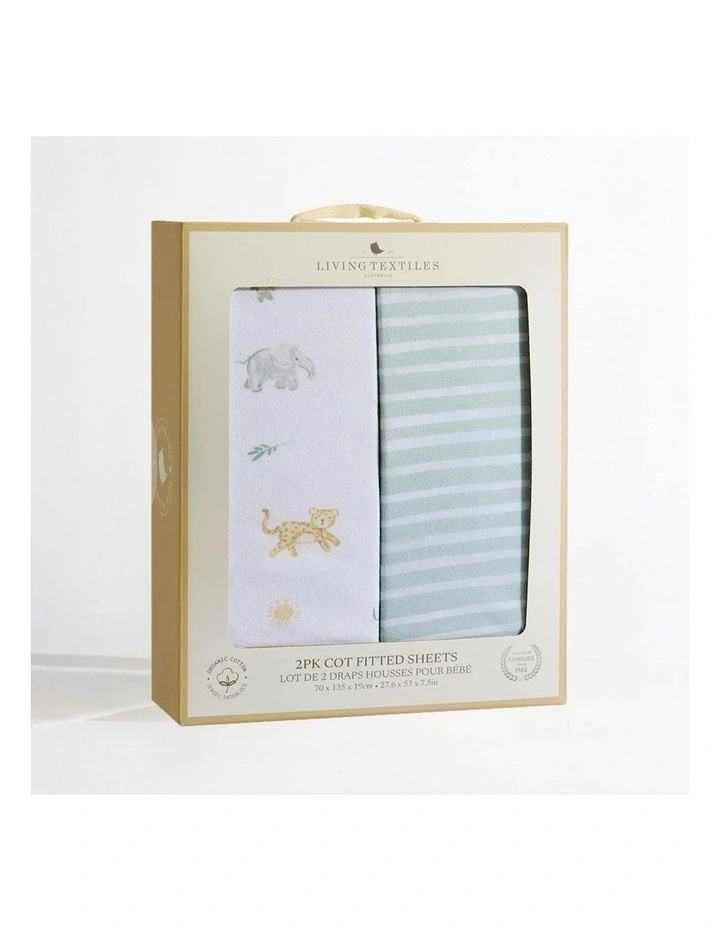 Organic Cot Fitted Sheet 2 Pack in Multi image 6