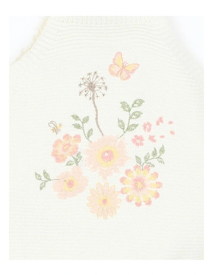 Lara Embroidered Knitted Bodysuit in Cream image 3