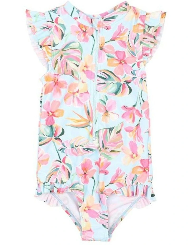 Lou Print Short Sleeve Sunsuit (3-10 Years) in Blue image 1