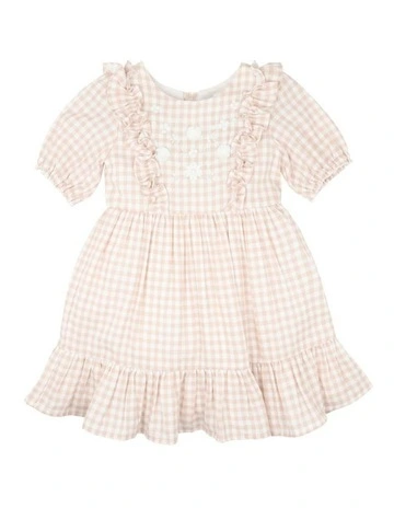 Morgan Gingham Dress 3-7 Years in Beige