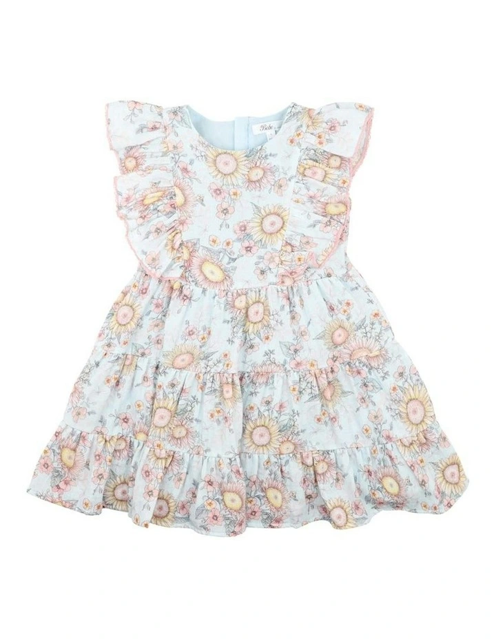 Abby Print Tiered Dress in Blue image 1
