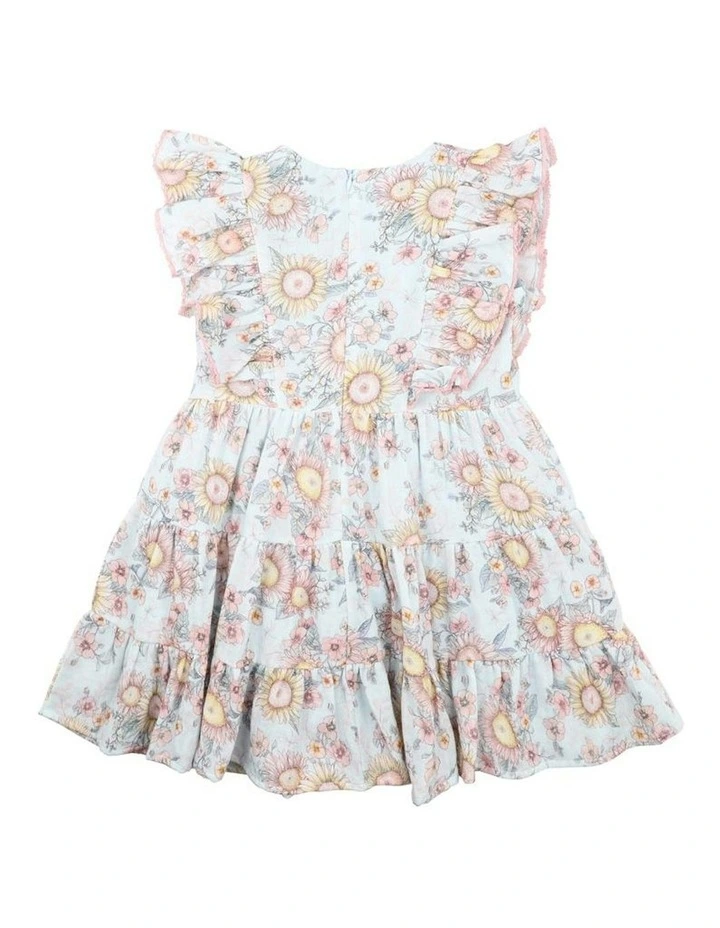 Abby Print Tiered Dress in Blue image 2