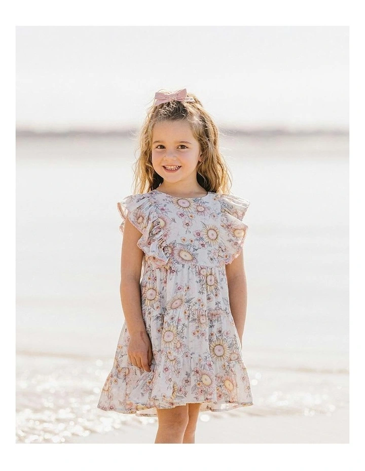 Abby Print Tiered Dress in Blue image 3