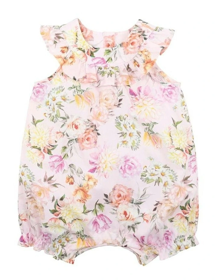 Tillie Print Frill Romper in Pink image 1