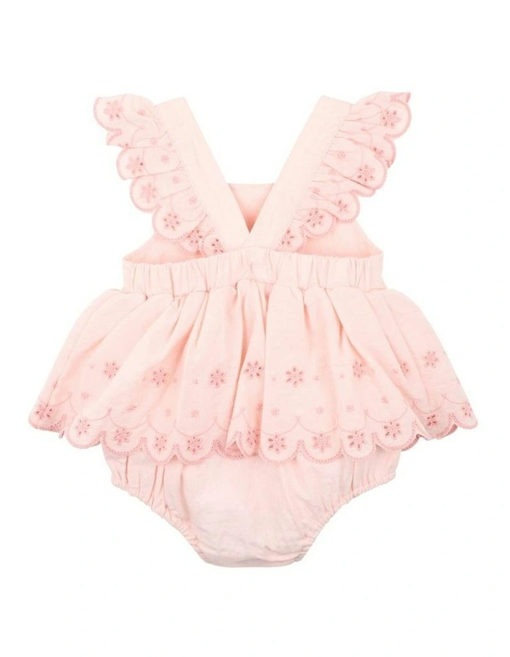Tillie Broidery Overlay Dress in Peach image 2