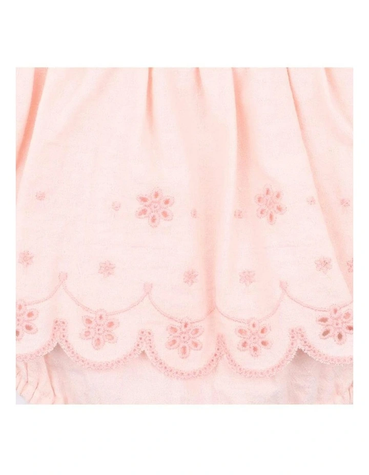 Tillie Broidery Overlay Dress in Peach image 5
