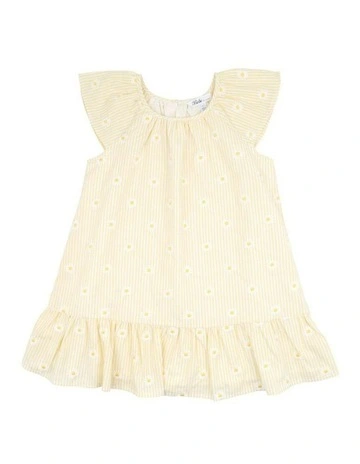 Tillie Stripe Dress 3-7 Yrs in Lemon