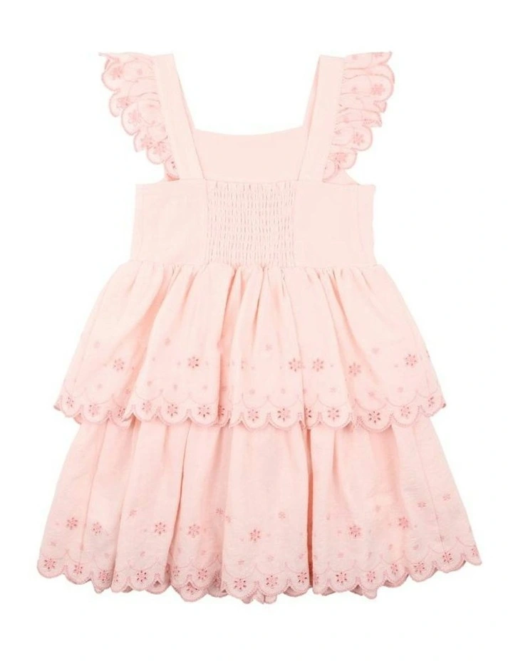 Tillie Broidery Dress 3-7 Yrs in Peach image 2