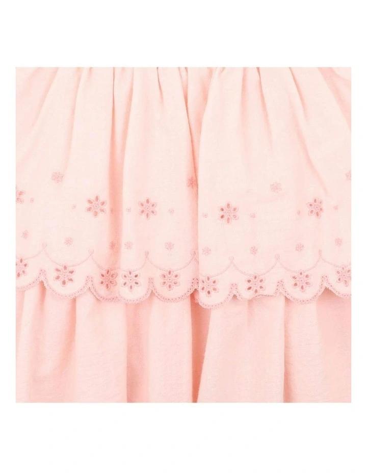 Tillie Broidery Dress 3-7 Yrs in Peach image 5