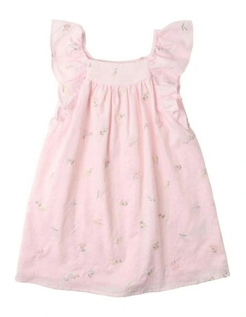 Florence Embroidered Dress (3-7 Years) in Pink