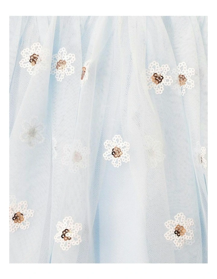Festive Sequin Daisy Dress 3-7 Yrs in Pale Blue image 3