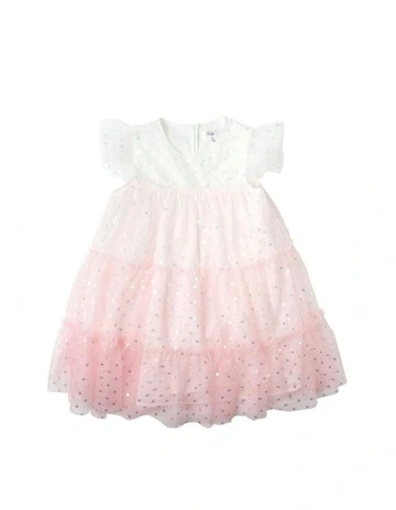 Festive Gradient Spot Dress 3-7 Yrs in Pink