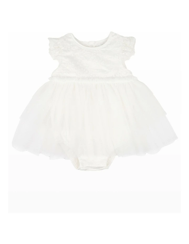Tiered tulle Overlay Dress in Ivory image 2