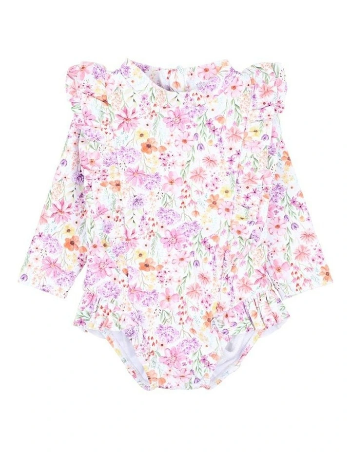 Nadia Print Long Sleeve Sunsuit in Pink image 1