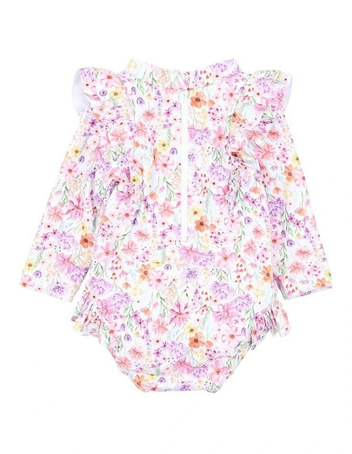 Nadia Print Long Sleeve Sunsuit in Pink image 2