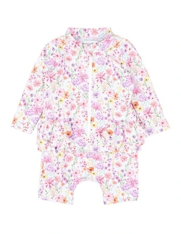 Nadia print Long Sleeve Rash Suit in Pink