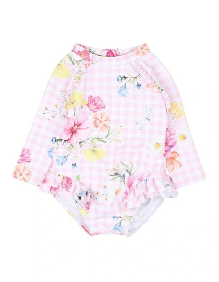 Connie Print Long Sleeve Sunsuit in Pink image 1