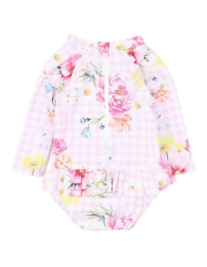 Connie Print Long Sleeve Sunsuit in Pink image 2