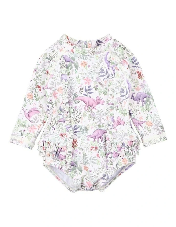 Rory Print Long Sleeve Sunsuit in Purple image 1