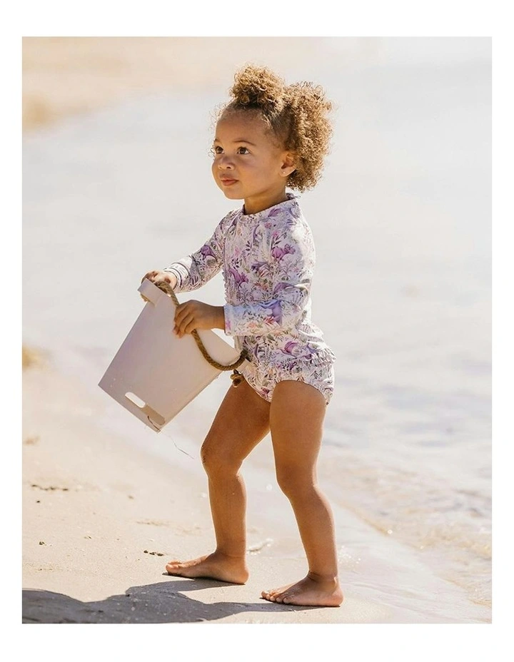 Rory Print Long Sleeve Sunsuit in Purple image 3