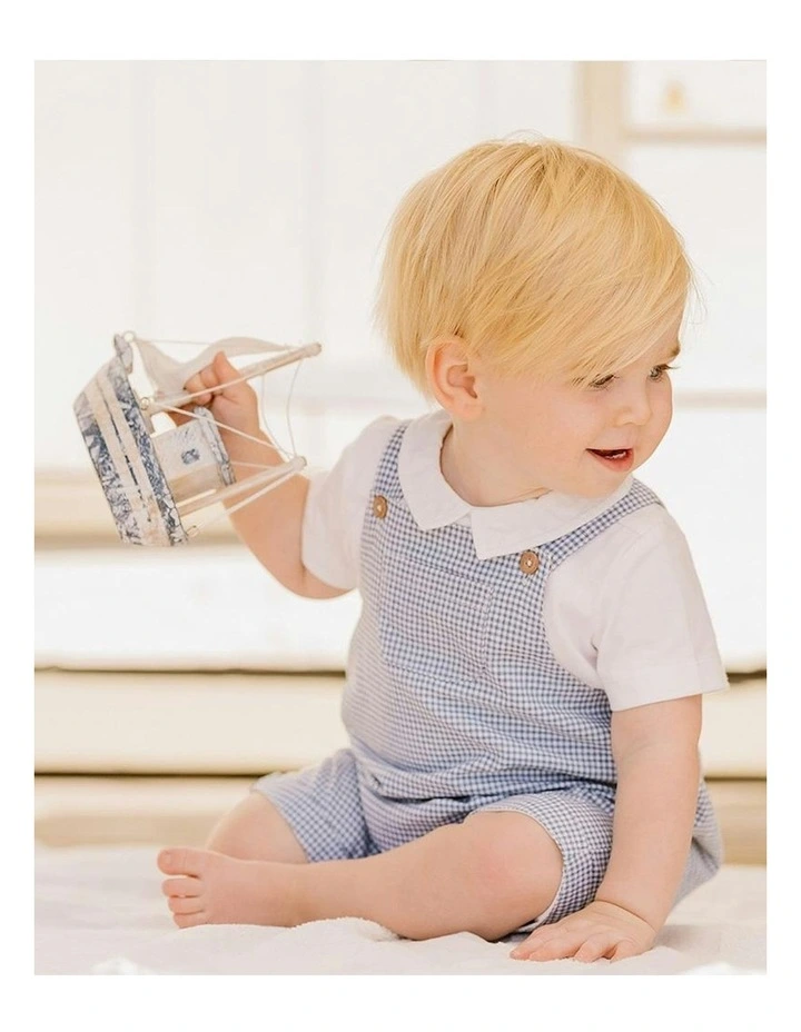Harry Check Overalls in Blue image 3