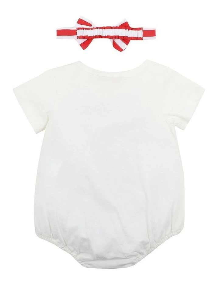 Gift Romper With Headband in White image 2