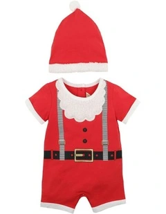Santa Romper and Hat in Red