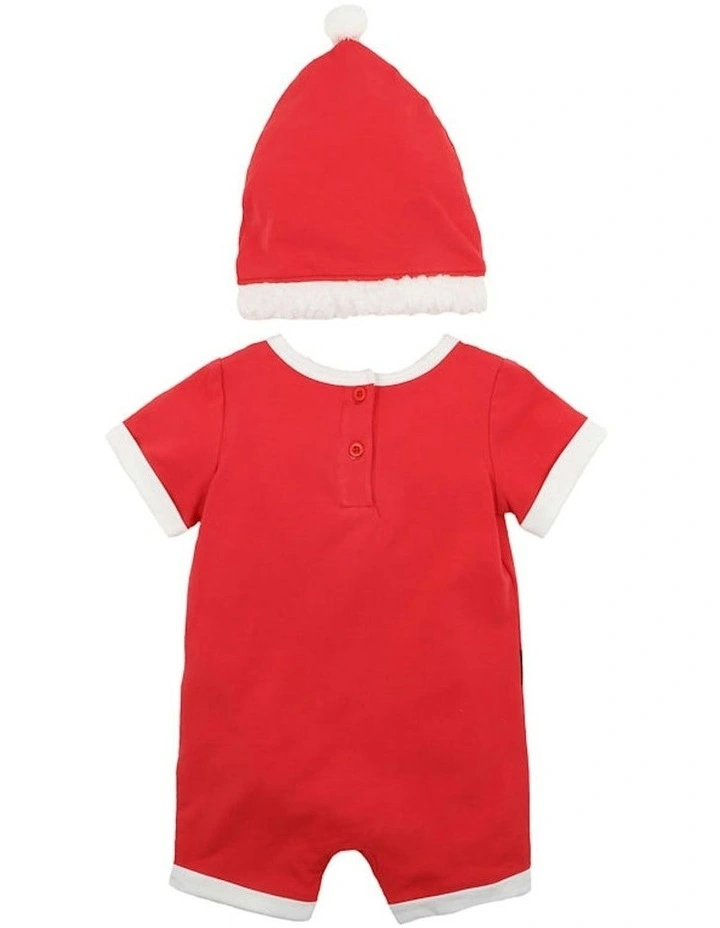 Santa Romper and Hat in Red image 2
