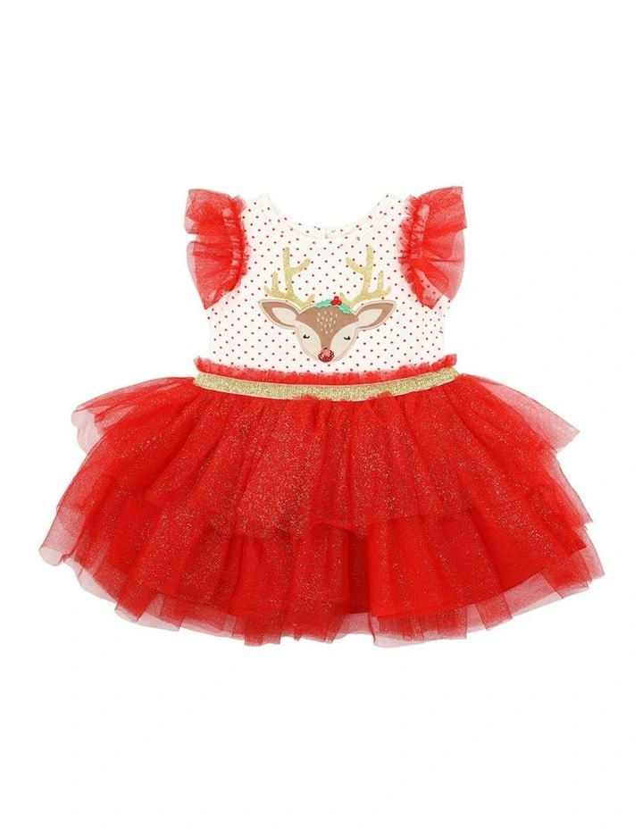 Reindeer Dress with Layered Skirt in Red image 1