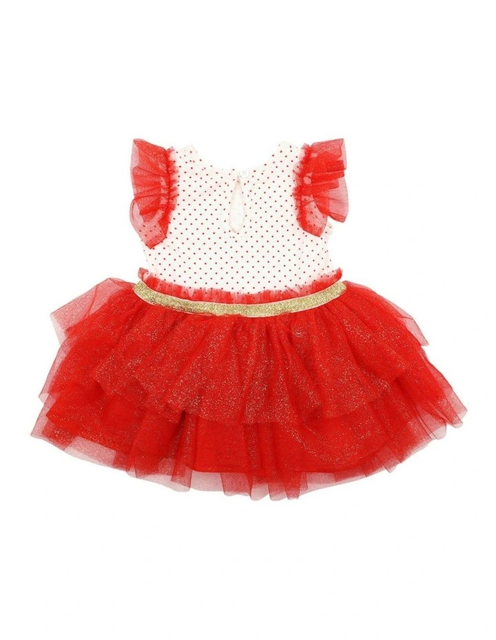 Reindeer Dress with Layered Skirt in Red image 2