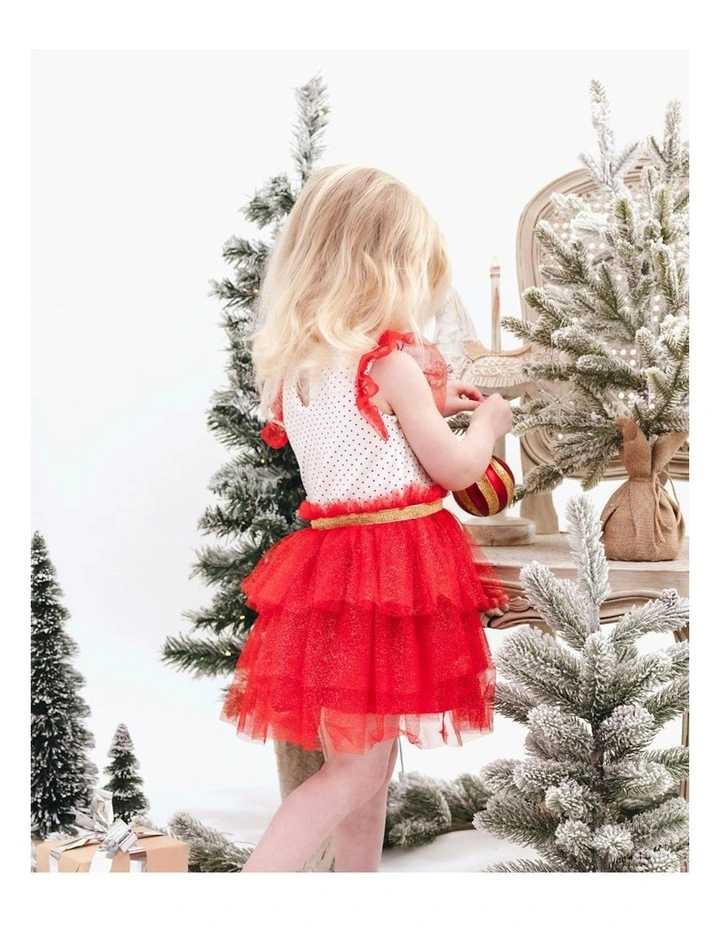 Reindeer Dress with Layered Skirt in Red image 4