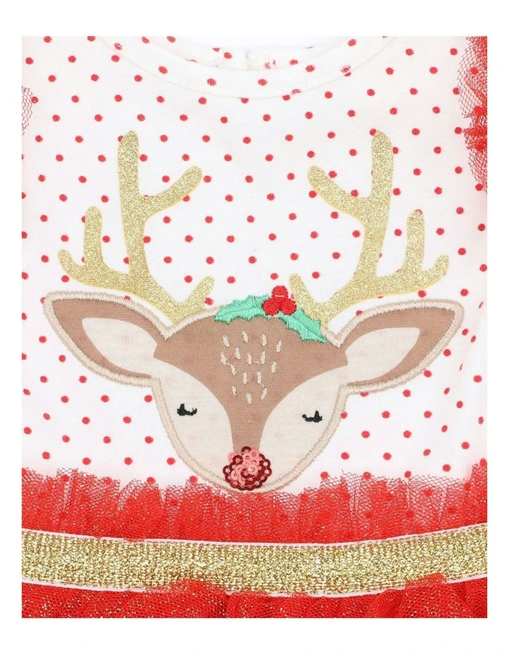 Reindeer Dress with Layered Skirt in Red image 5