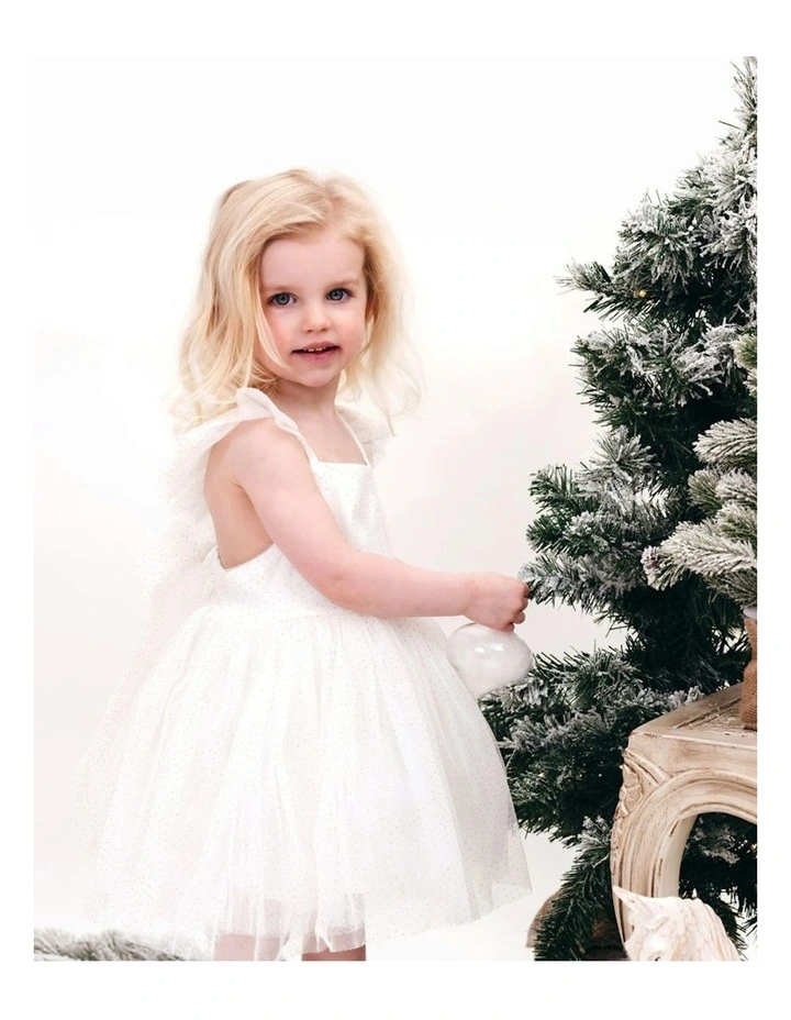Party Gltter Tulle Drees in White image 4