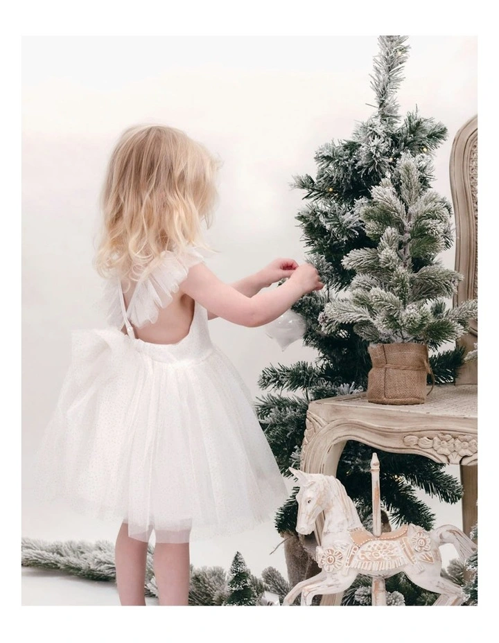 Party Gltter Tulle Drees in White image 4