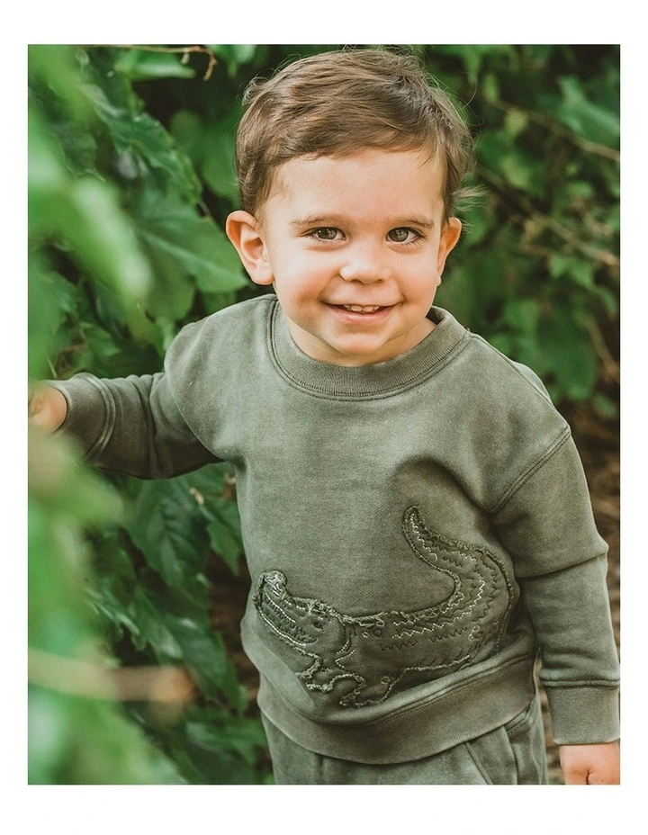 Scout Croc Sweat Top in khaki image 4