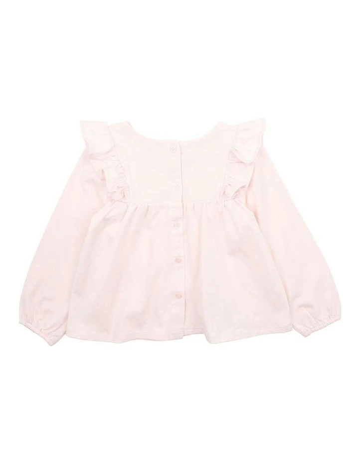 Piper Long Sleeve Frill Top in Pink image 3