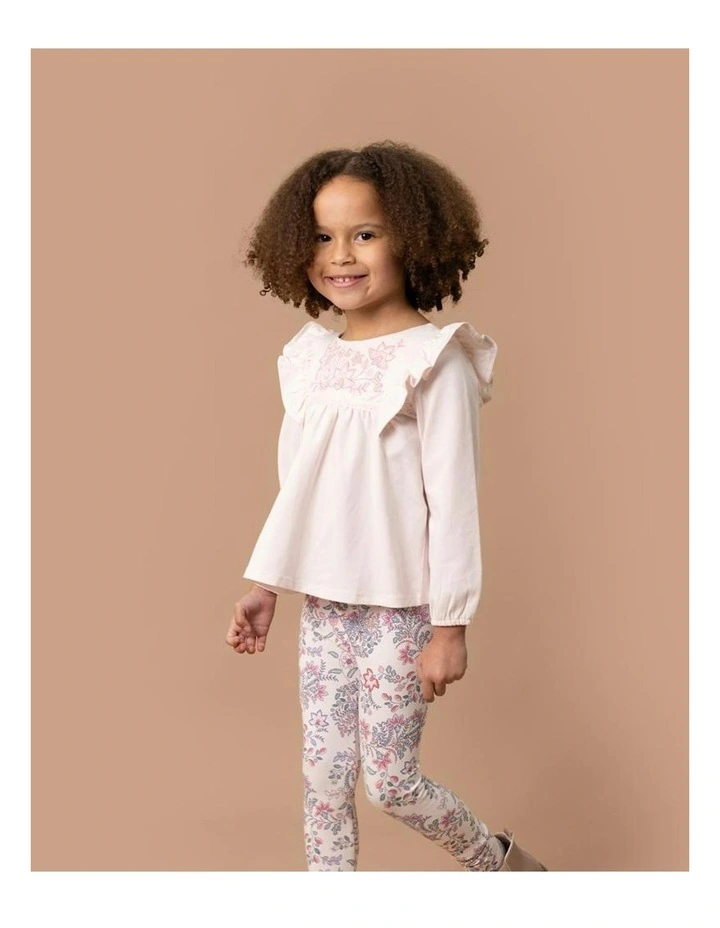 Piper Long Sleeve Frill Top in Pink image 4